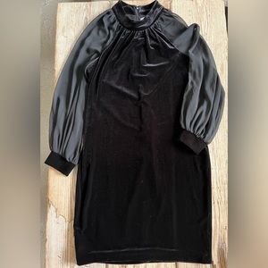 Calvin Klein Women’s Chiffon-Sheer-Sleeve Velvet Dress